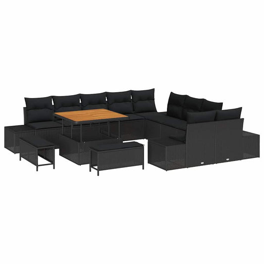 Conjunto de Sofá de Jardim 13 pcs Preto 100 x 100 x 71 cm
