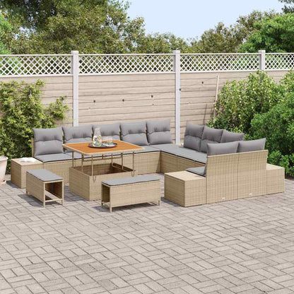 Conjunto de Sofá de Jardim 13 pcs Bege e Cinza Claro
