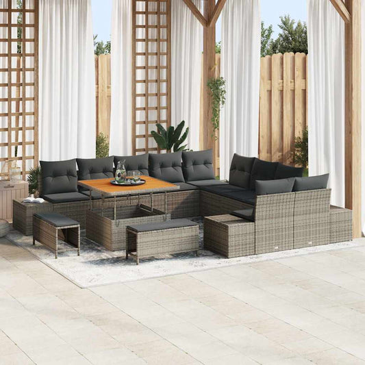 Conjunto de Sofá de Jardim 13 pcs Cinza Claro e Cinza Escuro