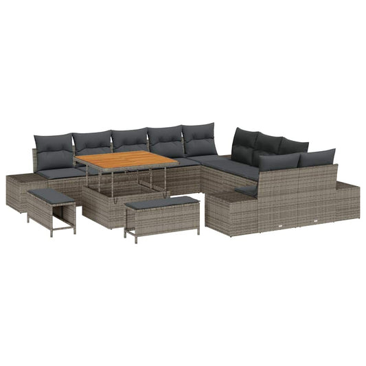 Conjunto de Sofá de Jardim 13 pcs Cinza Claro e Cinza Escuro