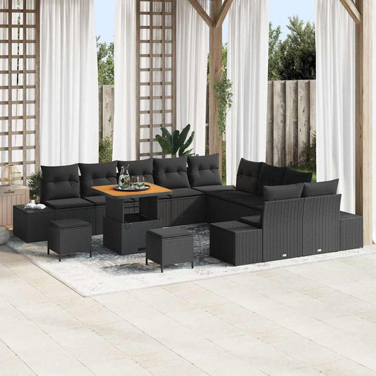 Conjunto de Sofá de Jardim 13 pcs Preto 80 x 80 x 71 cm