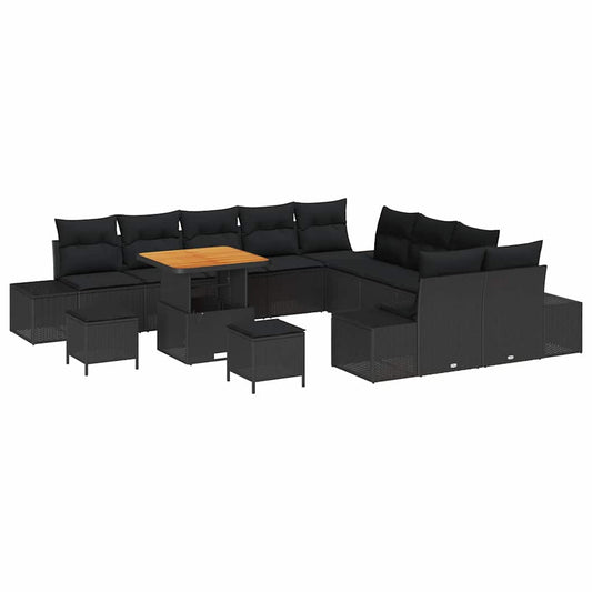 Conjunto de Sofá de Jardim 13 pcs Preto 80 x 80 x 71 cm