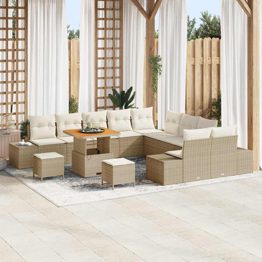 Conjunto de Sofá de Jardim 13 pcs Bege e Creme 80 x 80 x 71 cm