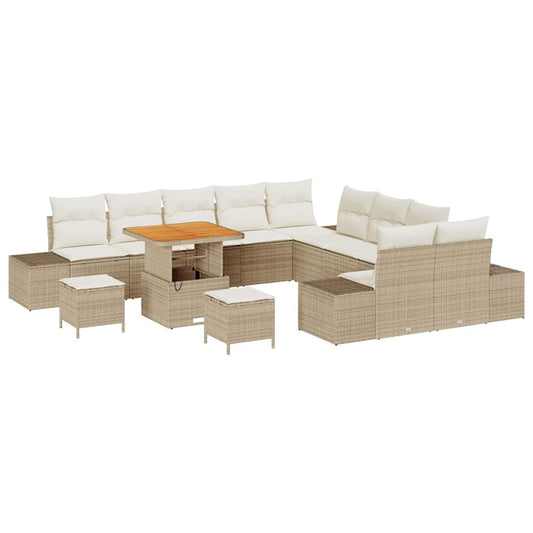 Conjunto de Sofá de Jardim 13 pcs Bege e Creme 80 x 80 x 71 cm