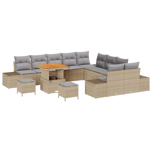 Conjunto de Sofá de Jardim 13 pcs Bege e Cinza Claro