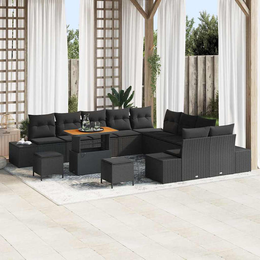 Conjunto de Sofá de Jardim 13 pcs Preto 90 x 55 x 71 cm
