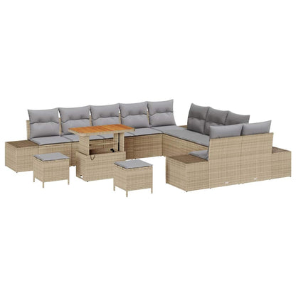 Conjunto de Sofá de Jardim 13 pcs Bege e Cinza Claro