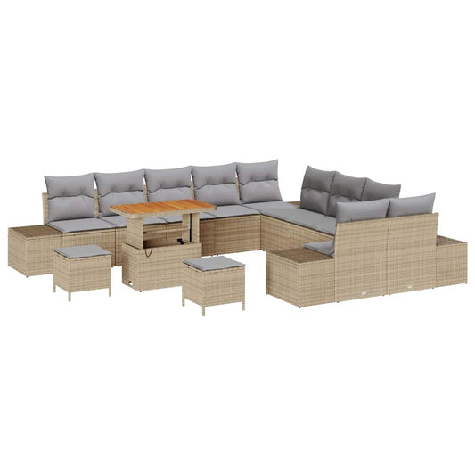 Conjunto de Sofá de Jardim 13 pcs Bege e Cinza Claro