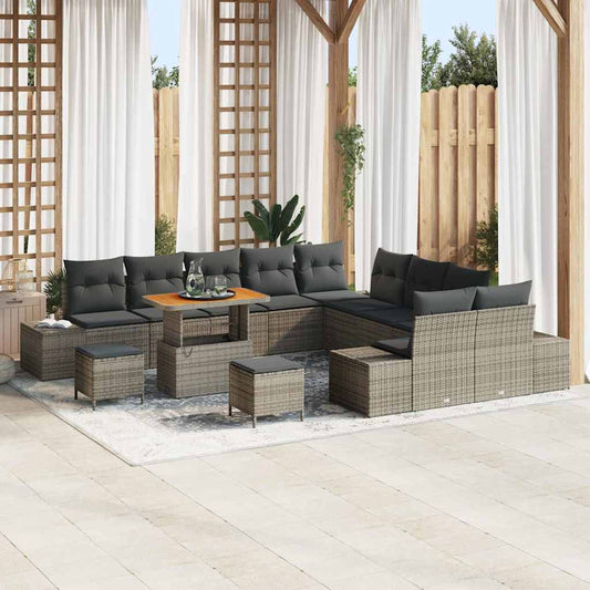 Conjunto de Sofá de Jardim 13 pcs Cinza Claro e Cinza Escuro