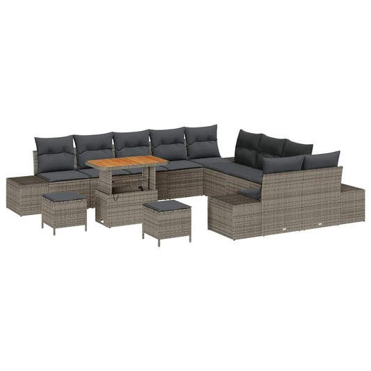 Conjunto de Sofá de Jardim 13 pcs Cinza Claro e Cinza Escuro