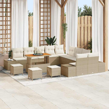 Conjunto de Sofá de Jardim 13 pcs Bege e Creme 110 x 55 x 71 cm