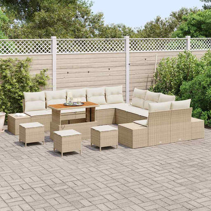 Conjunto de Sofá de Jardim 13 pcs Bege e Creme 110 x 55 x 71 cm