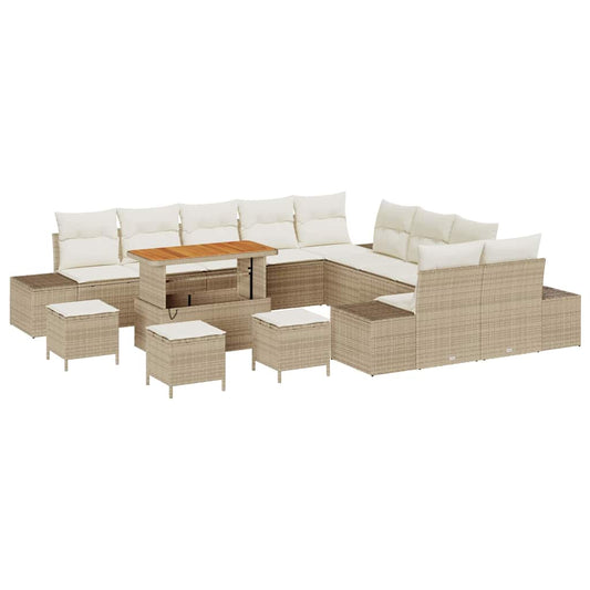 Conjunto de Sofá de Jardim 13 pcs Bege e Creme 110 x 55 x 71 cm