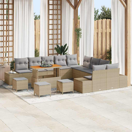 Conjunto de Sofá de Jardim 13 pcs Bege e Cinza Claro