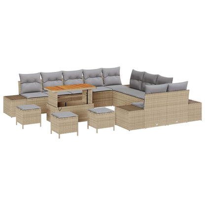 Conjunto de Sofá de Jardim 13 pcs Bege e Cinza Claro