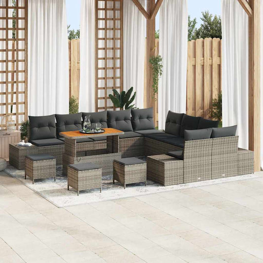 Conjunto de Sofá de Jardim 13 pcs Cinza Claro e Cinza Escuro