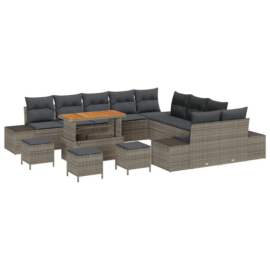 Conjunto de Sofá de Jardim 13 pcs Cinza Claro e Cinza Escuro