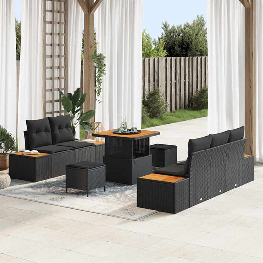Conjunto de Sofá de Jardim 8 pcs Preto 80 x 80 x 71 cm