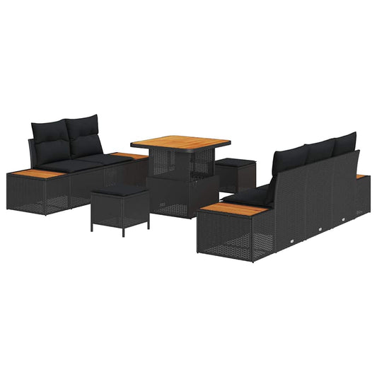 Conjunto de Sofá de Jardim 8 pcs Preto 80 x 80 x 71 cm