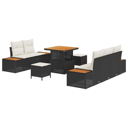 Conjunto de Sofá de Jardim 8 pcs Preto e Creme 80 x 80 x 71 cm