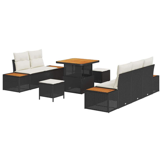 Conjunto de Sofá de Jardim 8 pcs Preto e Creme 80 x 80 x 71 cm