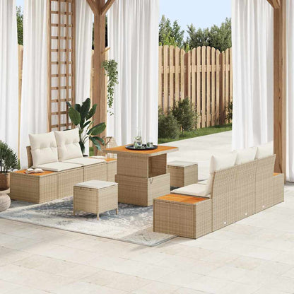 Conjunto de Sofá de Jardim 8 pcs Bege e Creme 80 x 80 x 71 cm