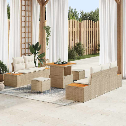 Conjunto de Sofá de Jardim 8 pcs Bege e Creme 80 x 80 x 71 cm
