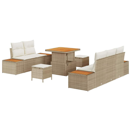 Conjunto de Sofá de Jardim 8 pcs Bege e Creme 80 x 80 x 71 cm