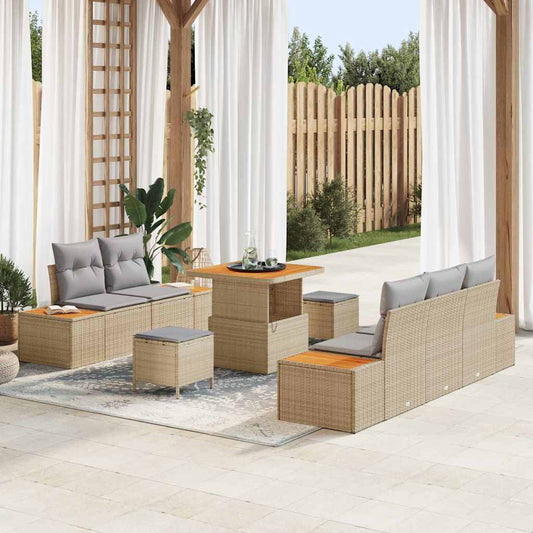 Conjunto de Sofá de Jardim 8 pcs Bege e Cinza Claro