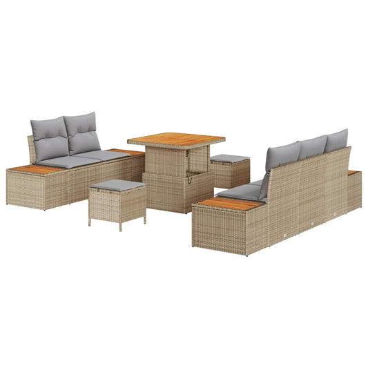 Conjunto de Sofá de Jardim 8 pcs Bege e Cinza Claro