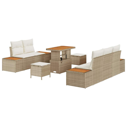 Conjunto de Sofá de Jardim 8 pcs Bege e Creme 90 x 55 x 71 cm