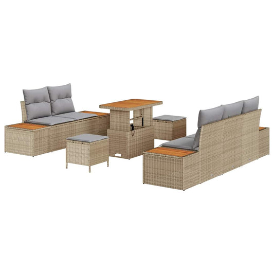 Conjunto de Sofá de Jardim 8 pcs Bege e Cinza Claro