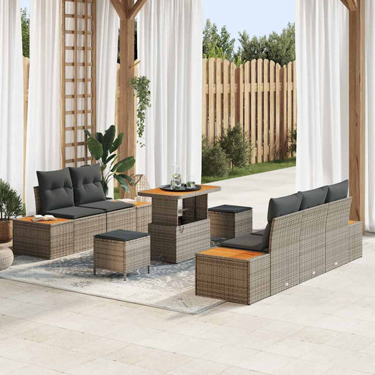 Conjunto de Sofá de Jardim 8 pcs Cinza Claro e Cinza Escuro