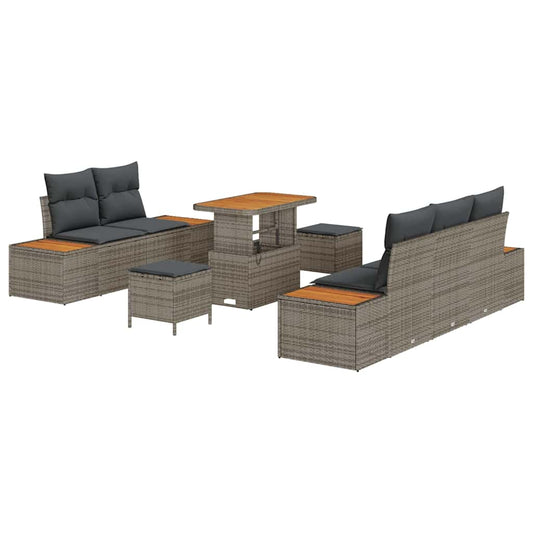 Conjunto de Sofá de Jardim 8 pcs Cinza Claro e Cinza Escuro