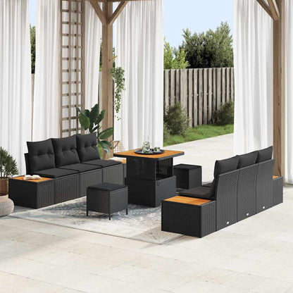 Conjunto de Sofá de Jardim 9 pcs Preto 80 x 80 x 71 cm