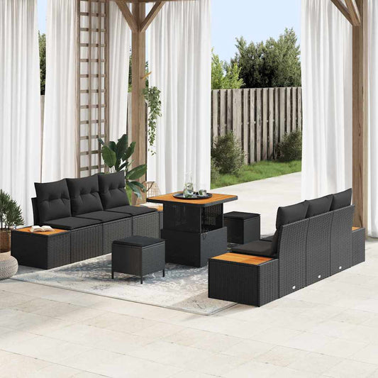 Conjunto de Sofá de Jardim 9 pcs Preto 80 x 80 x 71 cm