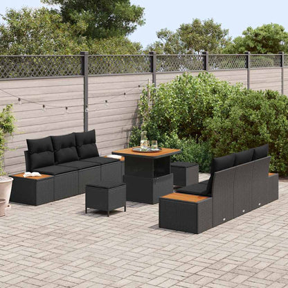 Conjunto de Sofá de Jardim 9 pcs Preto 80 x 80 x 71 cm