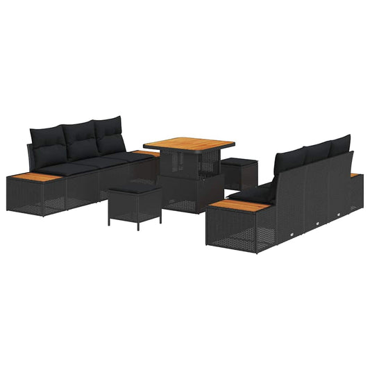 Conjunto de Sofá de Jardim 9 pcs Preto 80 x 80 x 71 cm