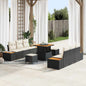 Conjunto de Sofá de Jardim 9 pcs Preto e Creme 80 x 80 x 71 cm