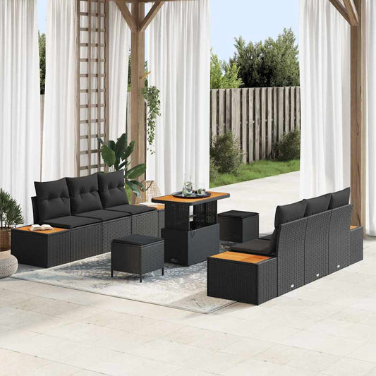 Conjunto de Sofá de Jardim 9 pcs Preto 90 x 55 x 71 cm