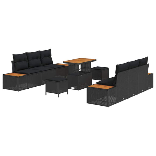 Conjunto de Sofá de Jardim 9 pcs Preto 90 x 55 x 71 cm