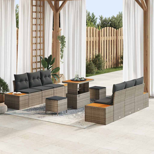Conjunto de Sofá de Jardim 9 pcs Cinza Claro e Cinza Escuro