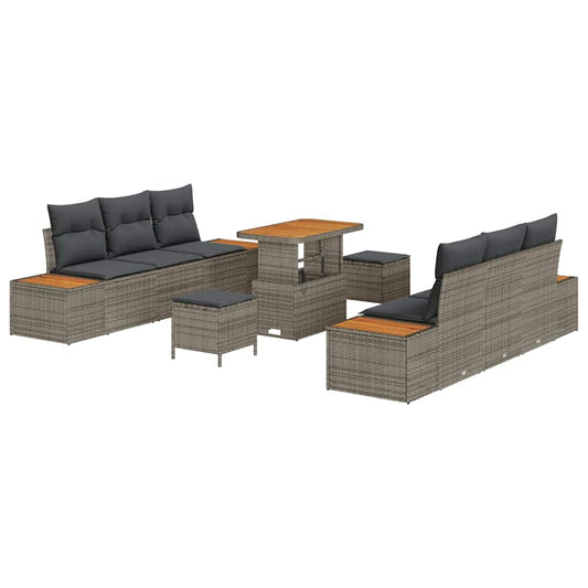 Conjunto de Sofá de Jardim 9 pcs Cinza Claro e Cinza Escuro