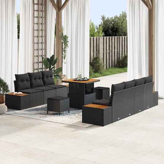 Conjunto de Sofá de Jardim 10 pcs Preto 80 x 80 x 71 cm