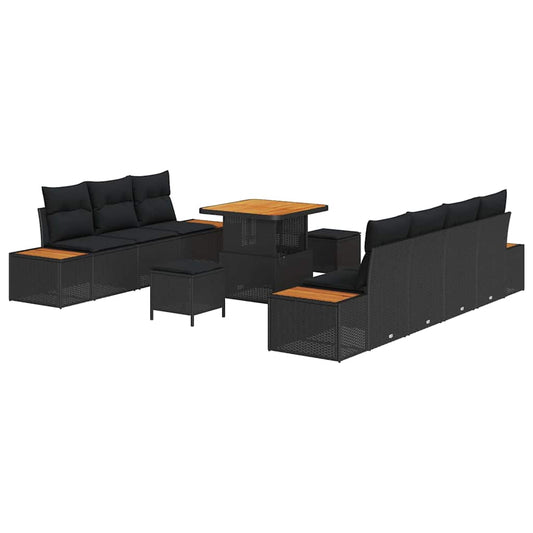 Conjunto de Sofá de Jardim 10 pcs Preto 80 x 80 x 71 cm