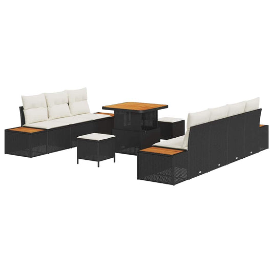 Conjunto de Sofá de Jardim 10 pcs Preto e Creme 80 x 80 x 71 cm