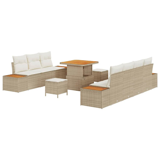 Conjunto de Sofá de Jardim 10 pcs Bege e Creme 80 x 80 x 71 cm