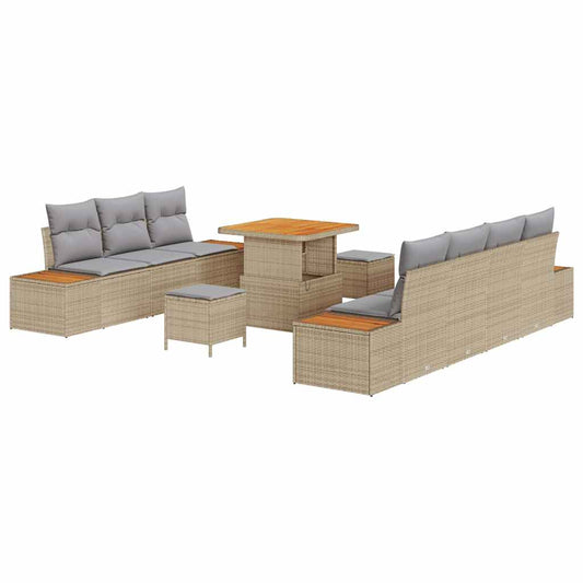 Conjunto de Sofá de Jardim 10 pcs Bege e Cinza Claro