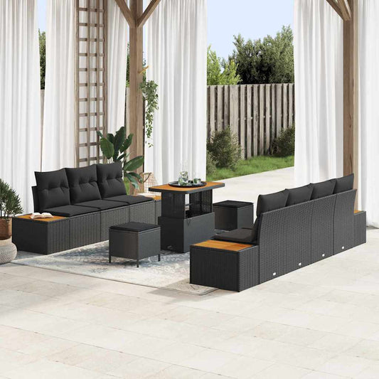 Conjunto de Sofá de Jardim 10 pcs Preto 90 x 55 x 71 cm