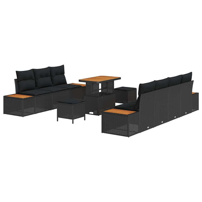Conjunto de Sofá de Jardim 10 pcs Preto 90 x 55 x 71 cm